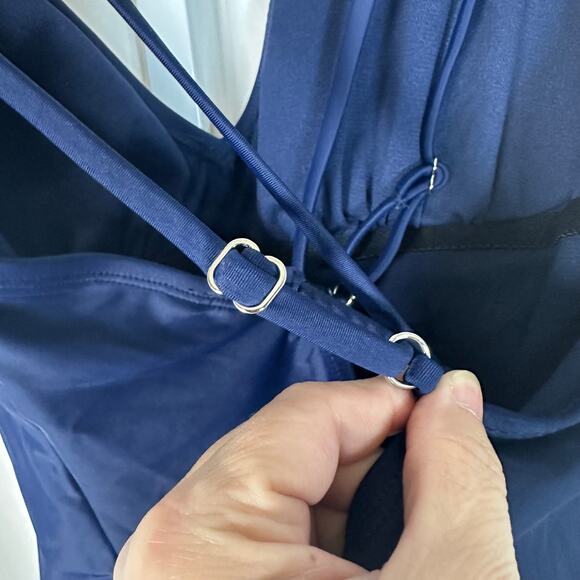 NWOT Hurley Women's One Piece Cross Back Swimsuit Sz XL Navy Blue‎ - Picture 8 of 10